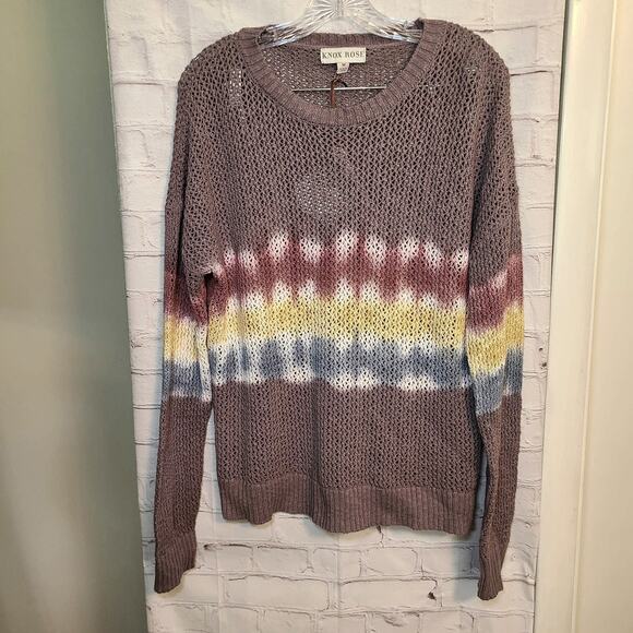 Knox Rose Boho Chic Pullover Sweater - Gray Tie Dye - Size M - NEW! - Picture 2 of 8